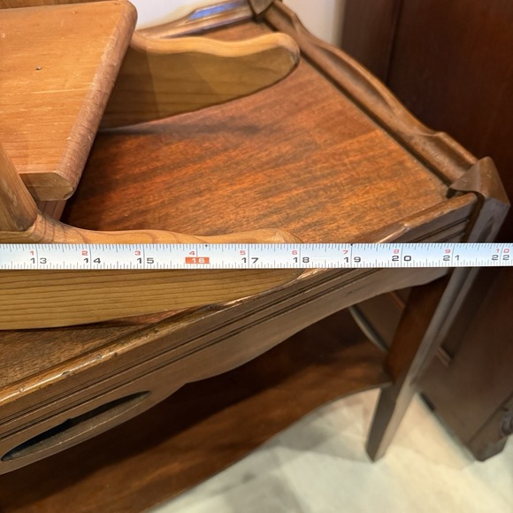 Vintage Handmade Wood Doll Rocking Chair Plant Stand Heart Cutout Cottagecore - Picture 8 of 10